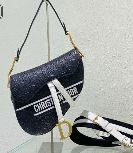 Dior 1:1 Mirror Replica Perforated Embossed Calfskin Saddle 25.5CM/10IN Christian Dior Replica Saddles