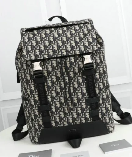 Dior 1:1 Mirror Replica Oblique Explorer Blue/Black Leather Backpack 42CM/16.5IN Christian Dior Replica Backpacks