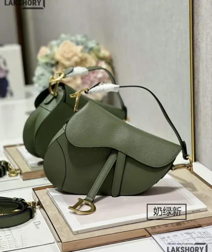 Dior 1:1 Mirror Replica Cedar Green Saddle Bag with Strap Christian Dior Replica Saddles
