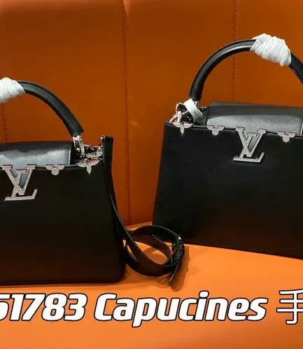 Louis Vuitton 1:1 Mirror Replica Flowers Capucines BB Black Crystal Louis Vuitton Replica Capucines