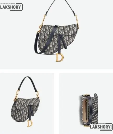 Dior 1:1 Mirror Replica Saddle Bag with Strap Golden 25.5CM/10IN Christian Dior Replica Saddles