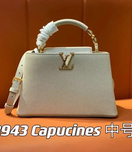 Louis Vuitton 1:1 Mirror Replica Capucines Mini White Handle Bag Louis Vuitton Replica Capucines