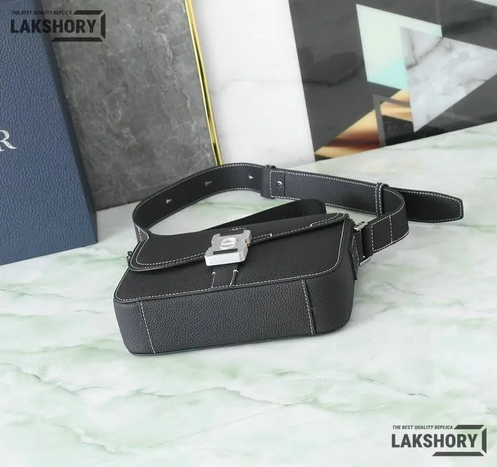 Dior 1:1 Mirror Replica Grained Black Medium Saddle 23CM/9.1IN Christian Dior Replica Saddles Dior 1:1 Mirror Replica Grained Black Medium Saddle 23CM/9.1IN Christian Dior Replica Saddles