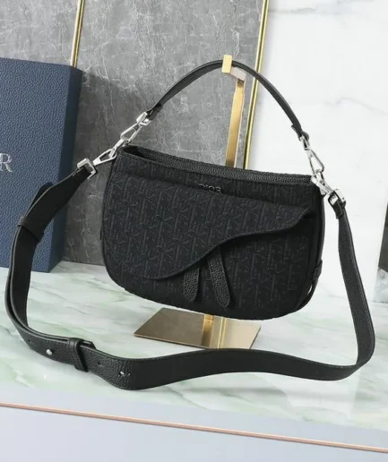 Dior 1:1 Mirror Replica Saddle Bag Diorissimo Canvas 24CM/9.4IN Christian Dior Replica Saddles