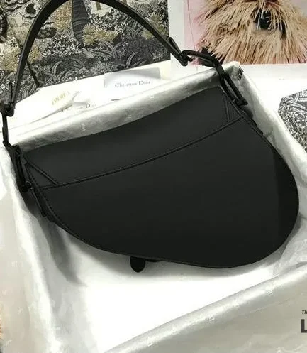 Dior 1:1 Mirror Replica Ultra Black Matte Saddle Bag + Strap 25.5CM/10IN Christian Dior Replica Saddles