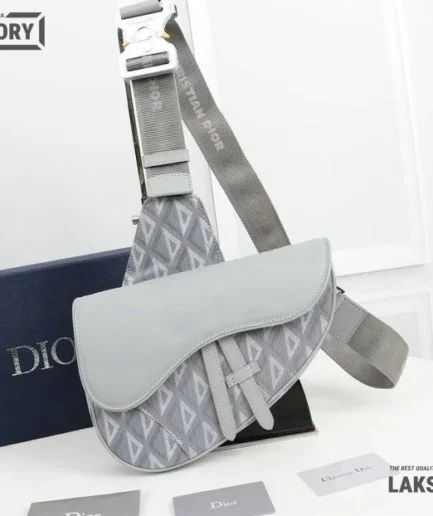Dior 1:1 Mirror Replica Coated Canvas CD Diamond Saddle 28CM/11.0IN Christian Dior Replica Saddles