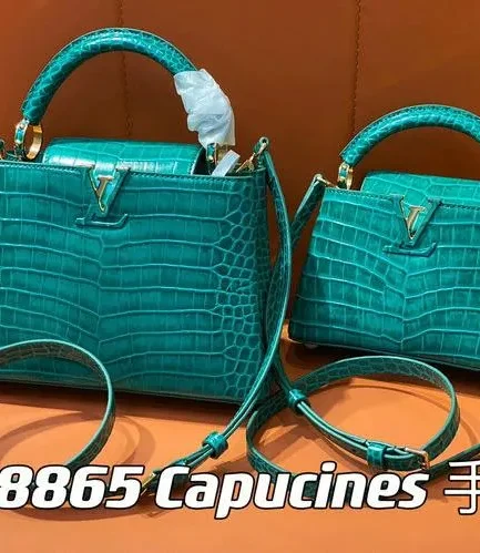 Louis Vuitton 1:1 Mirror Replica Green Capucines BB Crocodilien Brillant Louis Vuitton Replica Capucines