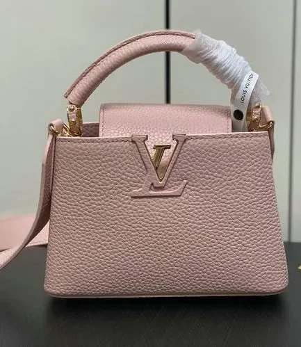 Louis Vuitton 1:1 Mirror Replica Pink Capucines Metallic Taurillon Pearly Louis Vuitton Replica Capucines