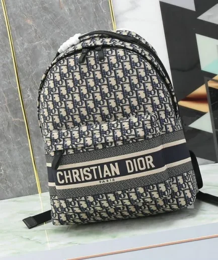 Dior 1:1 Mirror Replica DiorTravel Blue Canvas Backpack 41CM/16.1IN Christian Dior Replica Backpacks
