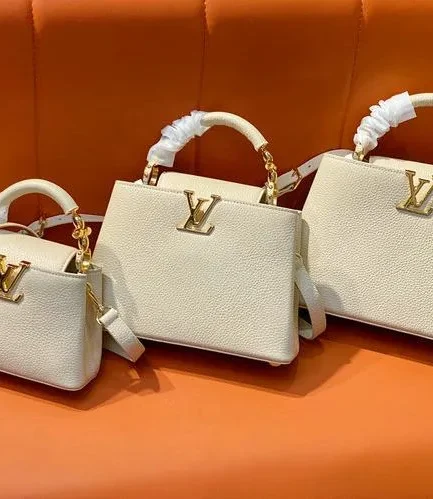 Louis Vuitton 1:1 Mirror Replica Capucines Mini White Handle Bag Louis Vuitton Replica Capucines