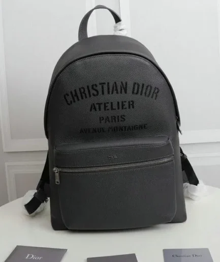 Dior 1:1 Mirror Replica Atelier Signature Print Grey Backpack 30CM/11.8IN Christian Dior Replica Backpacks