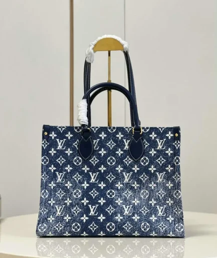 Louis Vuitton 1:1 Mirror Replica 2021 OnTheGo MM Denim Tote Louis Vuitton Replica Onthego