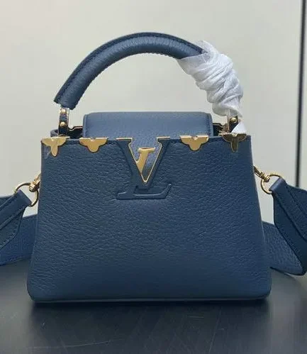 Louis Vuitton 1:1 Mirror Replica Capucines Taurillon Navy Handle Bag Louis Vuitton Replica Capucines