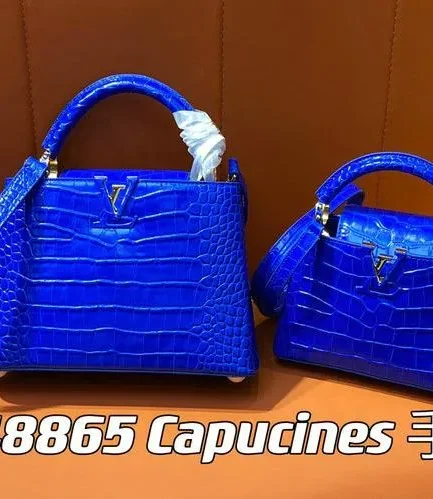 Louis Vuitton 1:1 Mirror Replica Alligator Capucines BB Bleu Santorin Louis Vuitton Replica Capucines