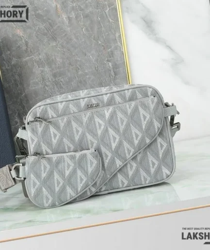 Dior 1:1 Mirror Replica CD Diamond Saddle Triple Pouch 23CM/9.1IN Christian Dior Replica Saddles