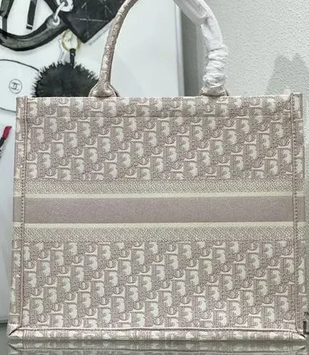 Dior 1:1 Mirror Replica Oblique Book Tote Grey Embroidered Canvas Christian Dior Replica Book Totes
