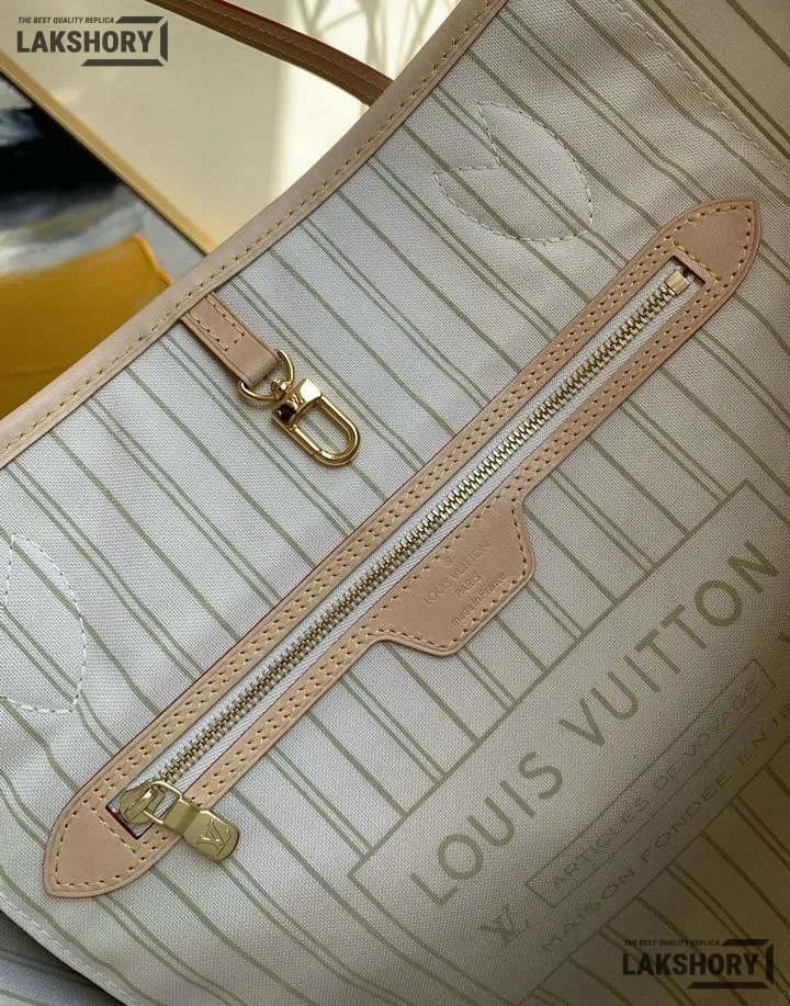 Louis Vuitton 1:1 Mirror Replica Neverfull MM Damier Azur Medium Size Tote 32CM/12.6IN Louis Vuitton Replica Neverfull Louis Vuitton 1:1 Mirror Replica Neverfull MM Damier Azur Medium Size Tote 32CM/12.6IN Louis Vuitton Replica Neverfull