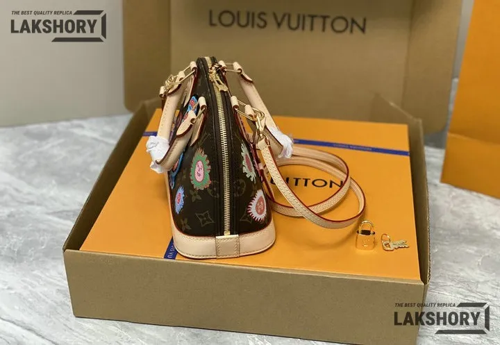 Louis Vuitton 1:1 Mirror Replica Monogram LV x YK Alma BB Bag 23.5CM/9.3IN Louis Vuitton Replica Alma Louis Vuitton 1:1 Mirror Replica Monogram LV x YK Alma BB Bag 23.5CM/9.3IN Louis Vuitton Replica Alma