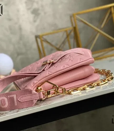 Louis Vuitton 1:1 Mirror Replica Lambskin Embossed Monogram Coussin PM Rose 26CM/10.2IN Louis Vuitton Replica Coussin