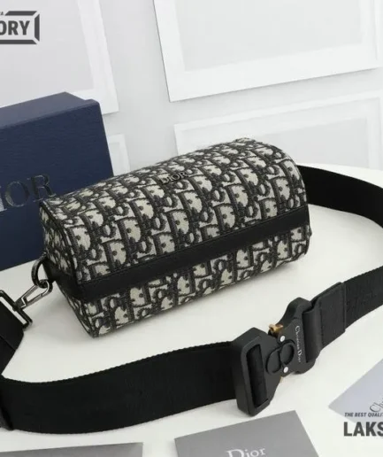 Dior 1:1 Mirror Replica Canvas Lingot 22 Oblique Crossbody Blue 22.5CM/8.9IN Christian Dior Other Styles