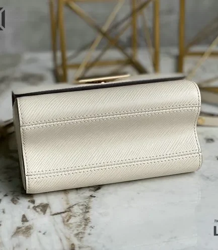 Louis Vuitton 1:1 Mirror Replica Epi Twist Bi-Color Chain Shoulder Bag PM Quartz White 19CM/7.5IN Louis Vuitton Replica Twist