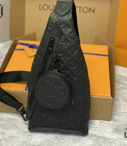 Louis Vuitton 1:1 Mirror Replica Calfskin Shadow Monogram Duo Slingbag Black 42CM/16.5IN Louis Vuitton Replica Avenue