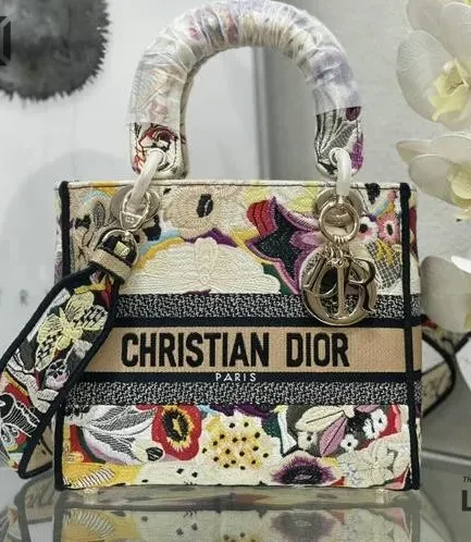 Dior 1:1 Mirror Replica Constellation Lady D-Lite Latte Multicolor 24CM/9.4IN Christian Dior Replica Lady