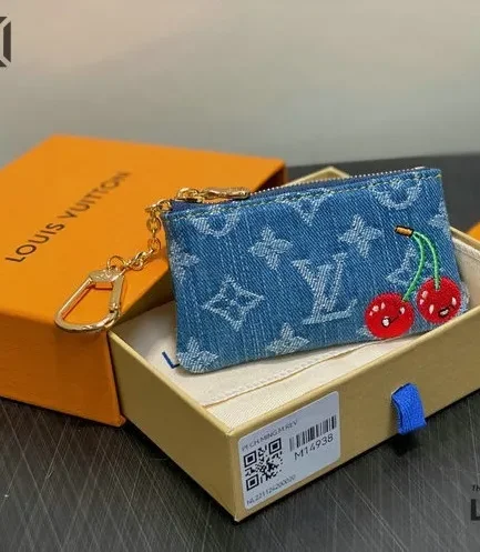 Louis Vuitton 1:1 Mirror Replica LV x TM Key Pouch Monogram Denim 12CM/4.7IN Louis Vuitton Replica Wallets