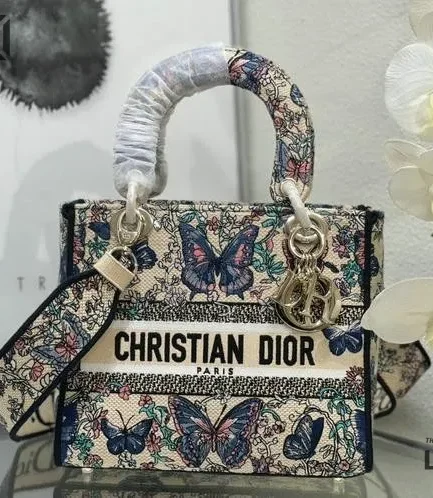 Dior 1:1 Mirror Replica Mint Lady D-Lite Butterfly Multicolour 24CM/9.4IN Christian Dior Replica Lady