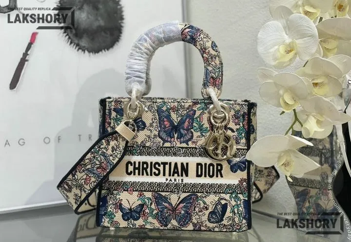 Dior 1:1 Mirror Replica Mint Lady D-Lite Butterfly Multicolour 24CM/9.4IN Christian Dior Replica Lady Dior 1:1 Mirror Replica Mint Lady D-Lite Butterfly Multicolour 24CM/9.4IN Christian Dior Replica Lady