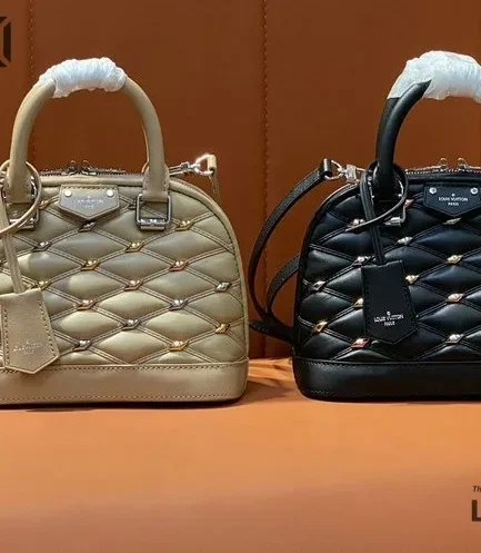 Louis Vuitton 1:1 Mirror Replica Lambskin Quilted Studded Alma BB 23.5CM/9.3IN Louis Vuitton Replica Alma
