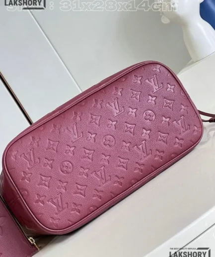 Louis Vuitton 1:1 Mirror Replica Empreinte Monogram Giant Neverfull MM Wine Red 31CM/12.2IN Louis Vuitton Replica Neverfull