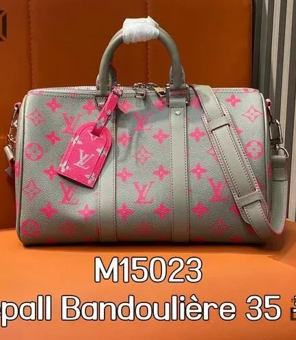Louis Vuitton 1:1 Mirror Replica Keepall Bandoulire 35 Monogram Gray/Pink 35CM/13.8IN Louis Vuitton Replica Keepall