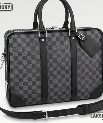 Louis Vuitton 1:1 Mirror Replica Porte Documents Voyage Damier Graphite Canvas 39.5CM/15.6IN Louis Vuitton Replica Business Bags