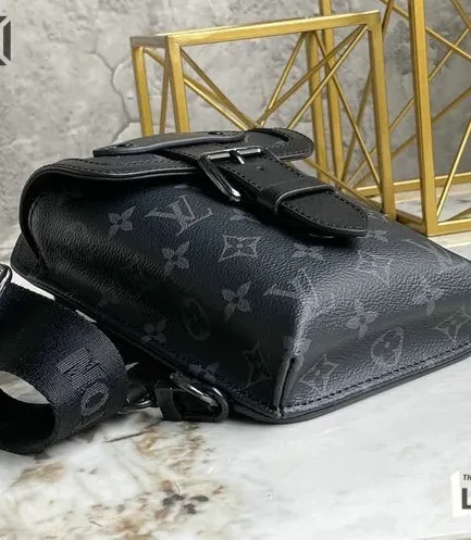 Louis Vuitton 1:1 Mirror Replica Monogram Eclipse Saumur Slingbag Black 18CM/7.1IN Louis Vuitton Replica Avenue