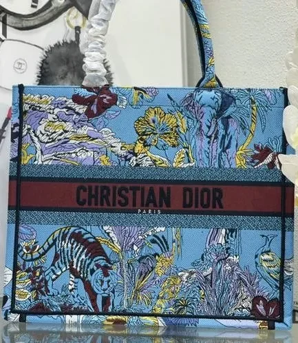 Dior 1:1 Mirror Replica Large Toile de Jouy Voyage Book Tote Celestial Blue Christian Dior Replica Book Totes