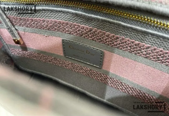 Dior 1:1 Mirror Replica Toile De Jouy Rivera Lady D-Lite Gray Pink 24CM/9.4IN Christian Dior Replica Lady Dior 1:1 Mirror Replica Toile De Jouy Rivera Lady D-Lite Gray Pink 24CM/9.4IN Christian Dior Replica Lady