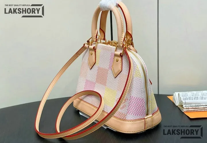 Louis Vuitton 1:1 Mirror Replica Damierlicious Alma BB Rose Peach 23.5CM/9.3IN Louis Vuitton Replica Alma Louis Vuitton 1:1 Mirror Replica Damierlicious Alma BB Rose Peach 23.5CM/9.3IN Louis Vuitton Replica Alma