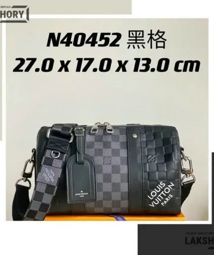 Louis Vuitton 1:1 Mirror Replica Canvas City Keepall Damier Graphite 27CM/10.6IN Louis Vuitton Replica Keepall