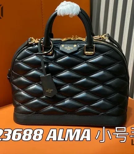 Louis Vuitton 1:1 Mirror Replica Alma PM Leather Malletage Black 32CM/12.6IN Louis Vuitton Replica Alma