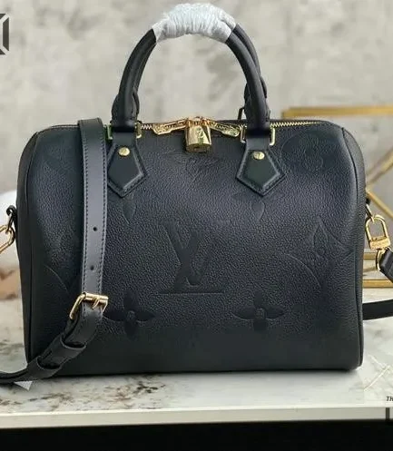 Louis Vuitton 1:1 Mirror Replica Empreinte Giant Speedy Bandouliere 25 Black 25CM/9.8IN Louis Vuitton Replica Speedy