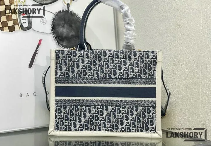 Dior 1:1 Mirror Replica Blue Oblique Chambray Embroidery & Latte Book Tote Christian Dior Replica Book Totes Dior 1:1 Mirror Replica Blue Oblique Chambray Embroidery & Latte Book Tote Christian Dior Replica Book Totes