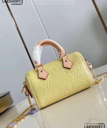 Louis Vuitton 1:1 Mirror Replica Vernis Monogram Nano Speedy 16CM/6.3IN Louis Vuitton Replica Speedy
