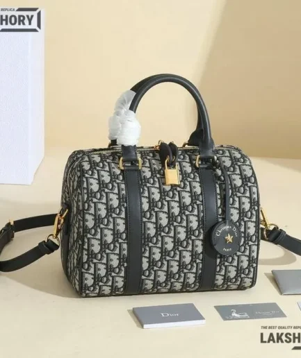 Dior 1:1 Mirror Replica Groove 25 Blue Bag Oblique Jacquard 25CM/9.8IN Christian Dior Other Styles