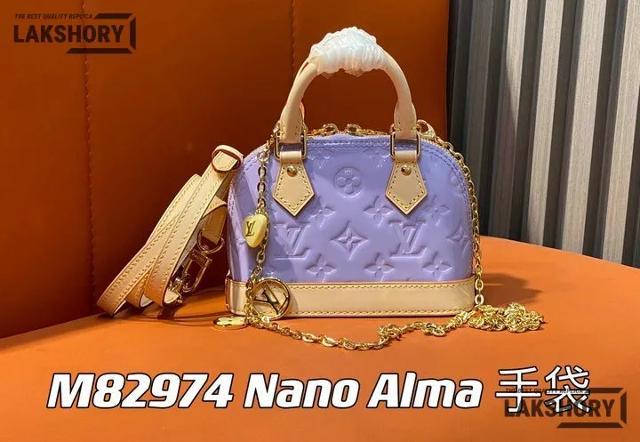 Louis Vuitton 1:1 Mirror Replica Vernis Nano Alma Glossy Lilac 18CM/7.1IN Louis Vuitton Replica Alma Louis Vuitton 1:1 Mirror Replica Vernis Nano Alma Glossy Lilac 18CM/7.1IN Louis Vuitton Replica Alma