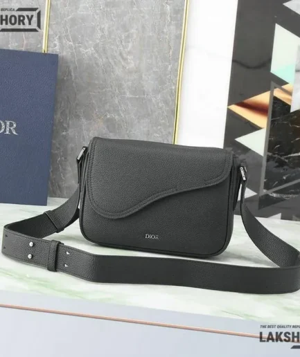 Dior 1:1 Mirror Replica Saddle Messenger Black Shoulder Bag 23CM/9.1IN Christian Dior Replica Saddles