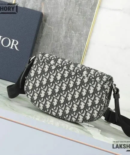 Dior 1:1 Mirror Replica Calfskin Saddle Messenger Black Grained Christian Dior Replica Saddles