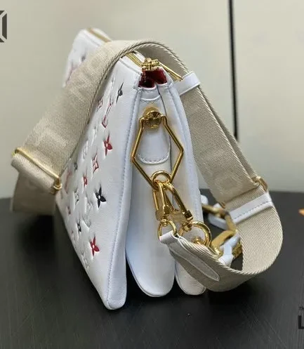 Louis Vuitton 1:1 Mirror Replica Lambskin Embossed Monogram LV H32 PM White 26CM/10.2IN Louis Vuitton Replica Coussin