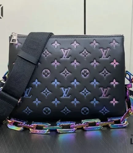Louis Vuitton 1:1 Mirror Replica Lambskin Embossed LV Ski Coussin PM Black Multicolor 26CM/10.2IN Louis Vuitton Replica Coussin