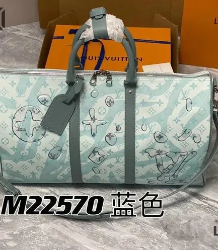 Louis Vuitton 1:1 Mirror Replica Aquagarden Keepall Bandouliere 50 Crystal Blue 50CM/19.7IN Louis Vuitton Replica Keepall